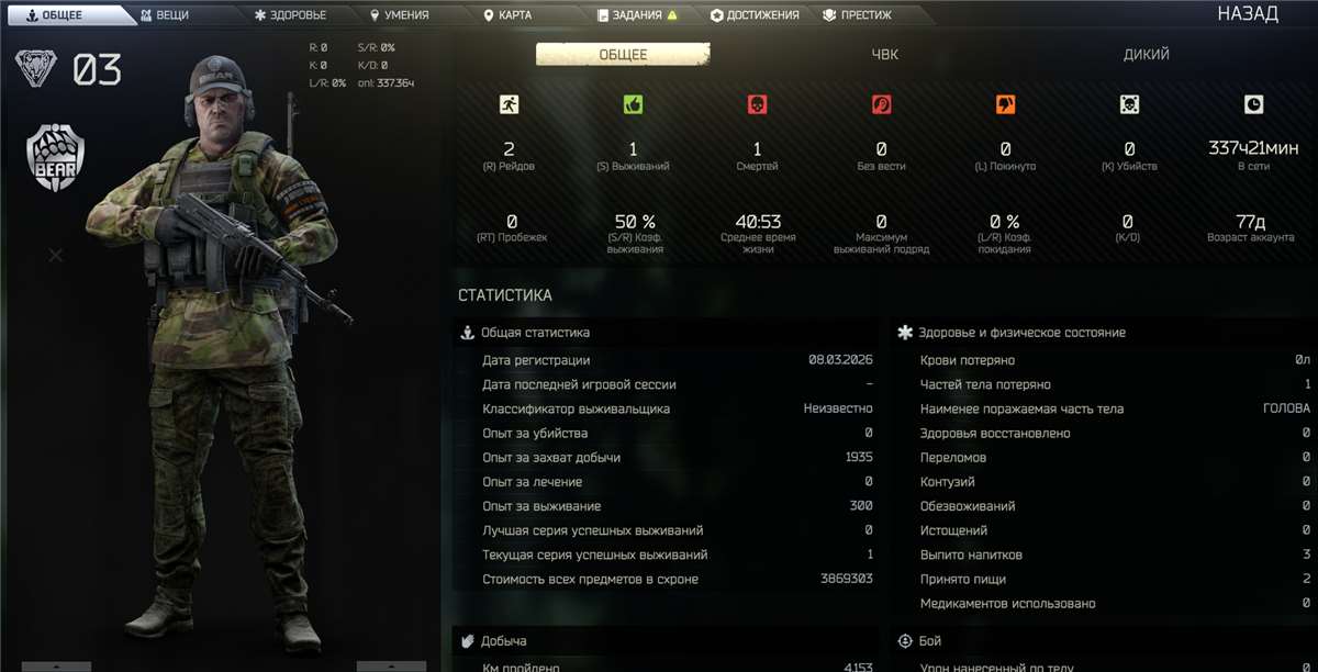 продажа аккаунта к игре Escape from Tarkov